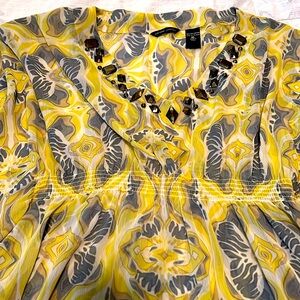 Yellow and gray blouse